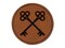 Two Crossed Keys Round Iron-On Engraved Faux Leather Patch Applique - 2.5"